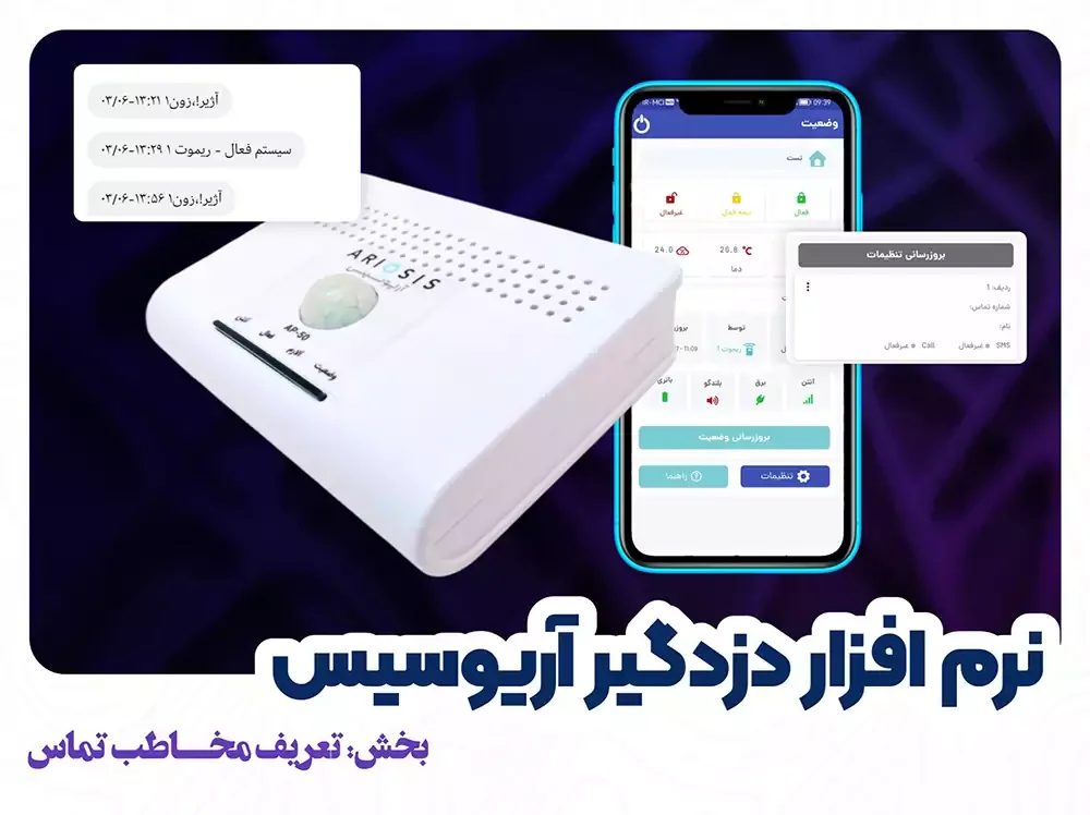 آموزش تعریف مخاطبان تماس در نرم افزار دزدگیر آریوسیس